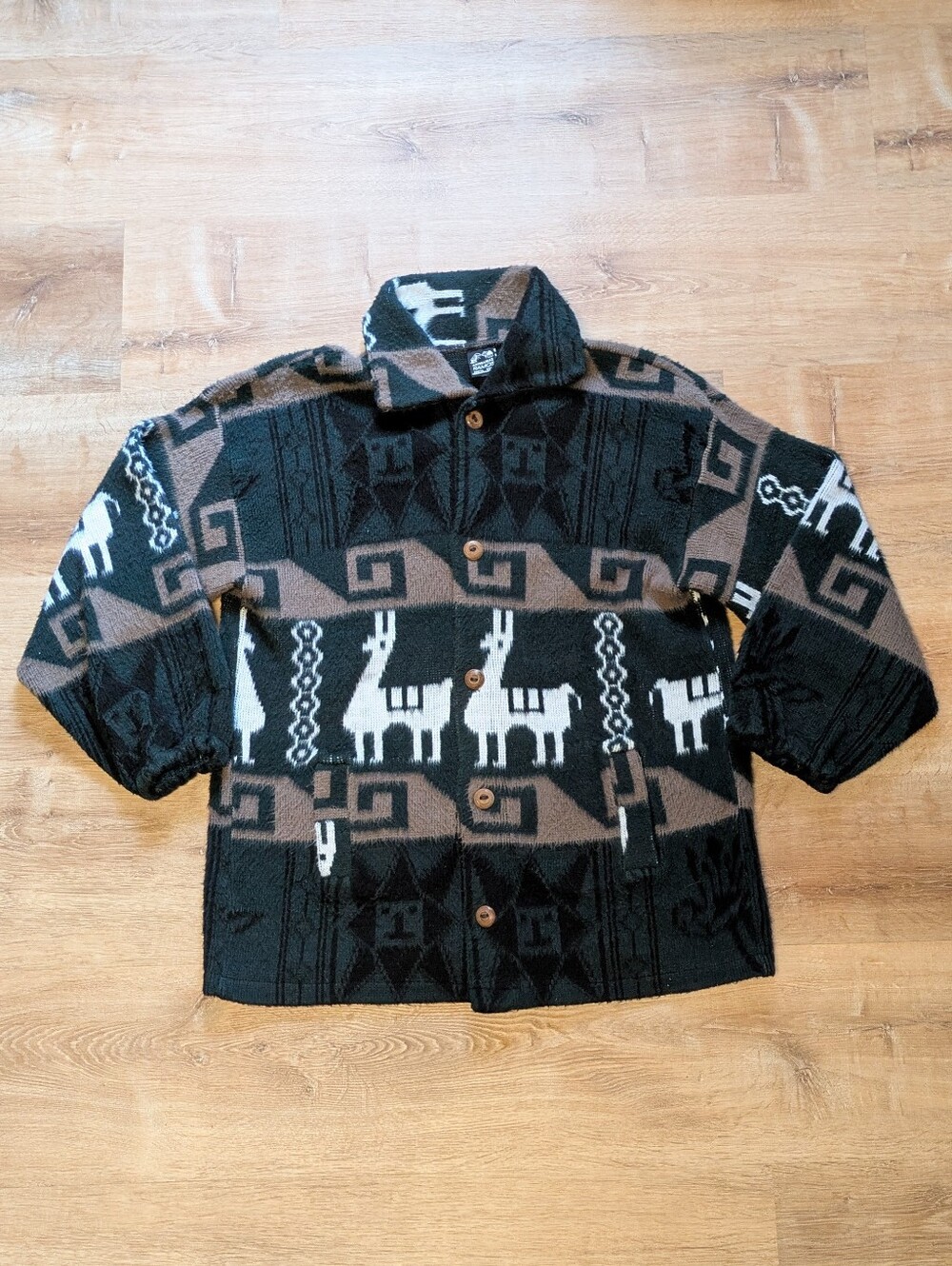 Vintage Artesanias Ramos 100% Wool Traditional Artisan Brand Cardigan Sweater